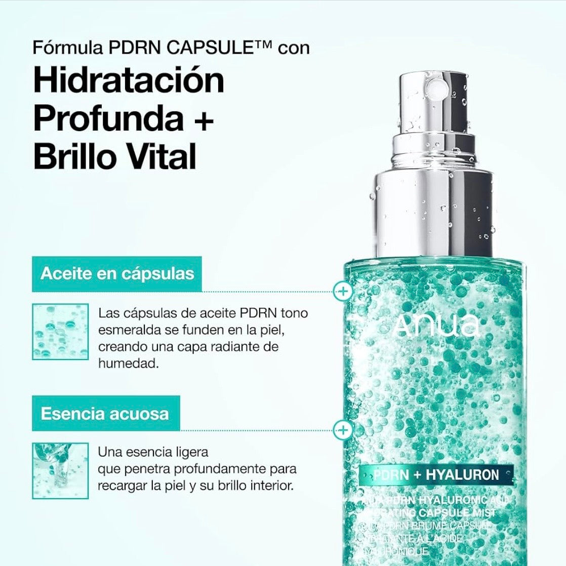 PDRN Hyaluronic Acid Hydrating Capsule Mist - Bruma Facial Hidratante e Iluminadora 100ml