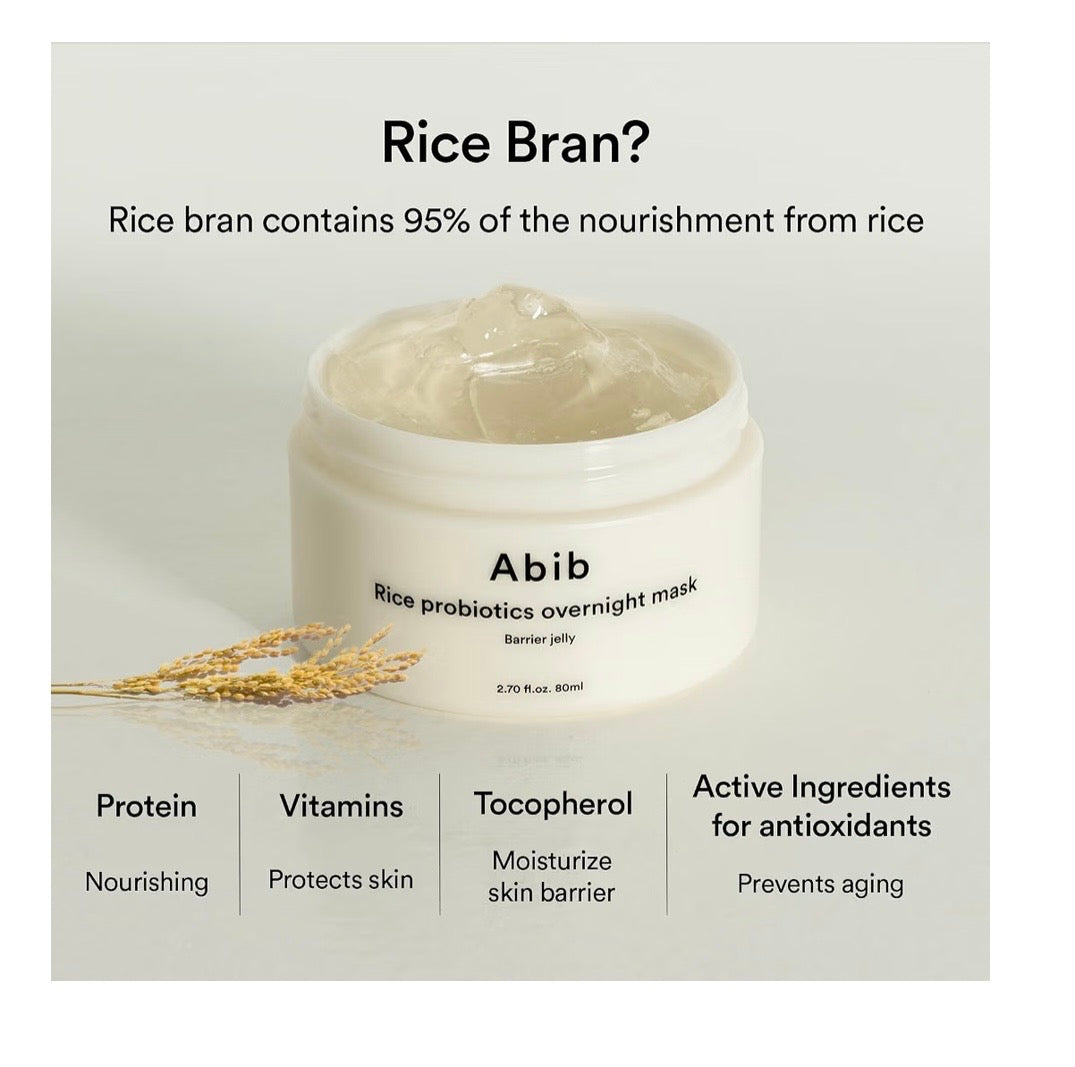 Abib Rice Probiotics Overnight Mask Barrier Jelly - Mascarilla Nocturna de Gel Reparadora con Probióticos de Arroz 80ml