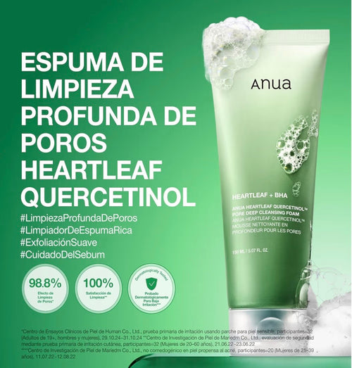 Anua Heartleaf Quercetinol Pore Deep Cleansing Foam - Limpiador Facial 150ml