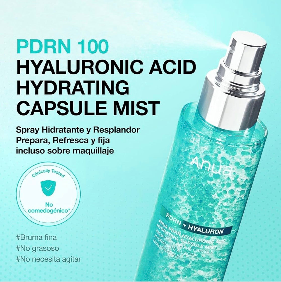 PDRN Hyaluronic Acid Hydrating Capsule Mist - Bruma Facial Hidratante e Iluminadora 100ml
