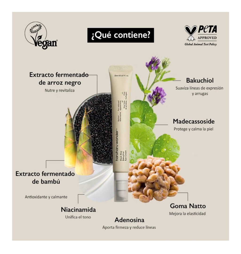 Haruharu Wonder Black Rice Bakuchiol Eye Cream - Contorno de Ojos Antiarrugas con Arroz Negro y Bakuchiol 20ml