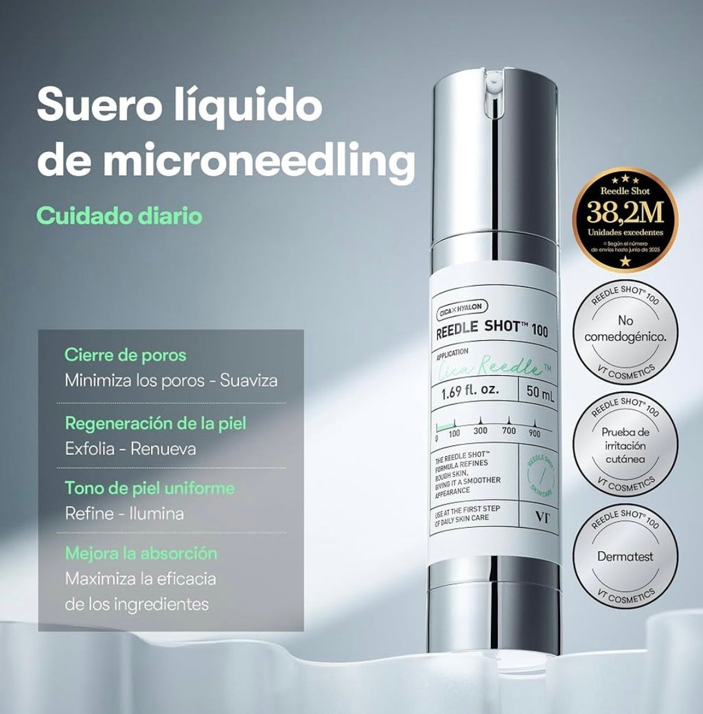 VT Cosmetics Reedle Shot 100 Essence - Sérum Potenciador con Microagujas para la Textura Facial 50ml