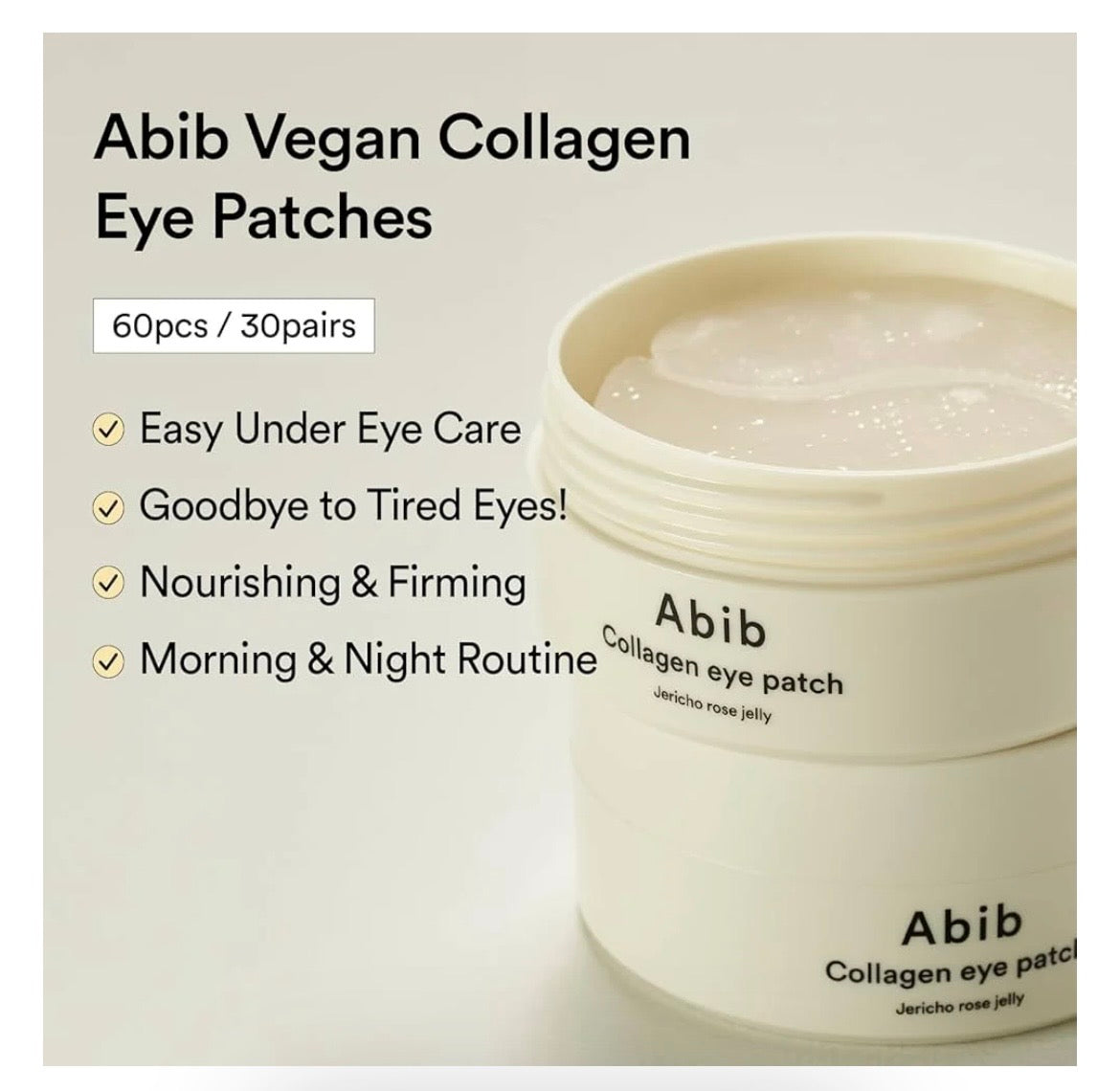 Abib Jericho Rose Collagen Eye Patch Jelly - Parches de Hidrogel para Contorno de Ojos 60uds