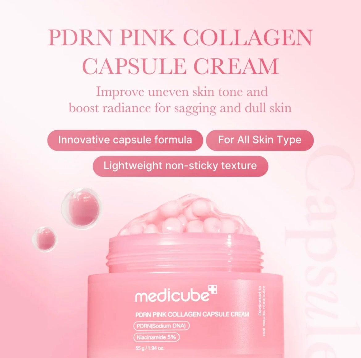 Medicube Collagen Pink PDRN Capsule Cream - Crema Facial Reafirmante e Iluminadora 50ml