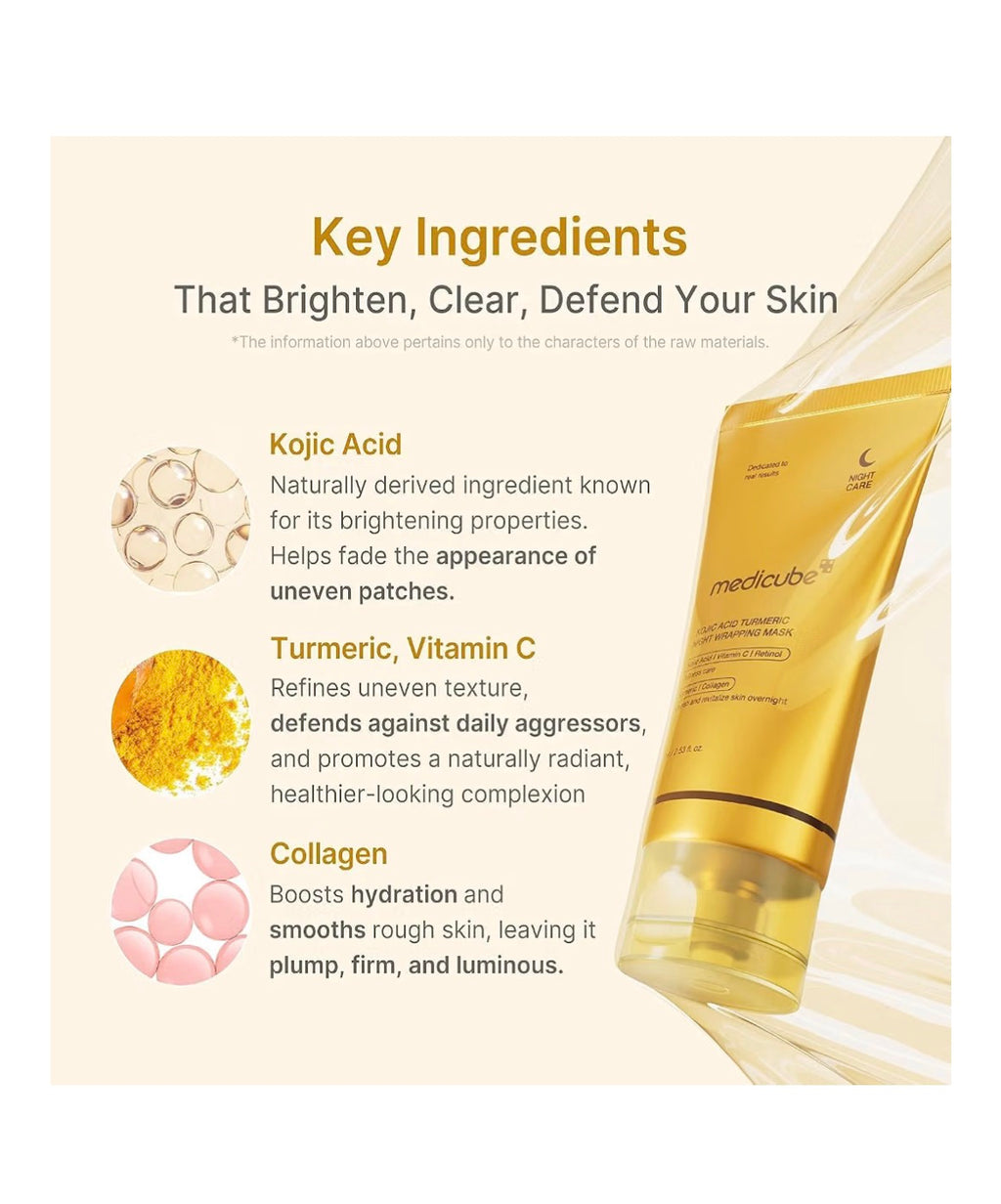 Medicube Kojic Acid Turmeric Night Wrapping Mask – Mascarilla nocturna iluminadora (75 ml)